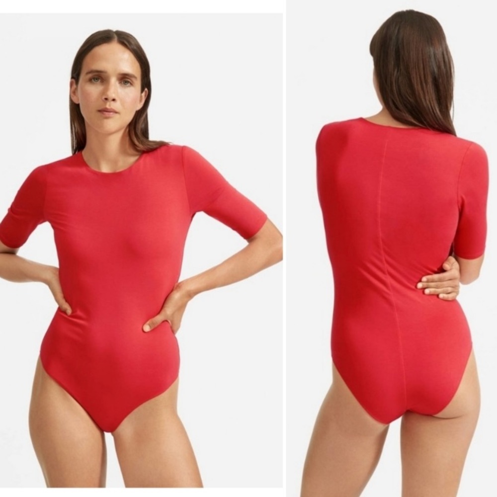 Everlane The Short-Sleeve Crew Neck Bodysuit Red